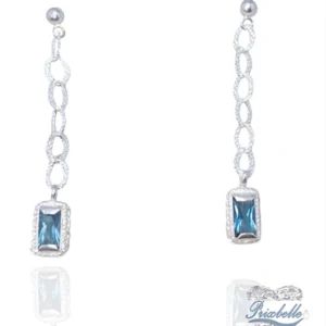 Aretes largos de plata 950 color azul cielo, joyería fina boliviana