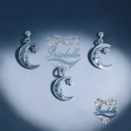 conjunto de plata fina 950 en forma de Luna