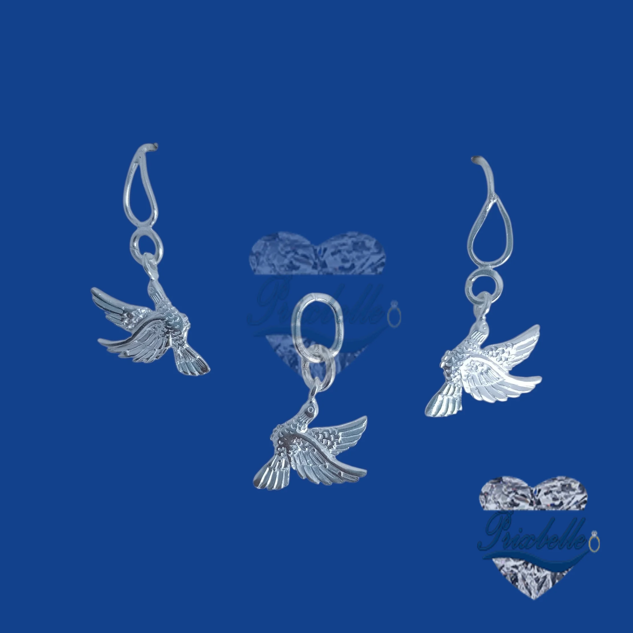 conjunto de plata fina en forma de paloma