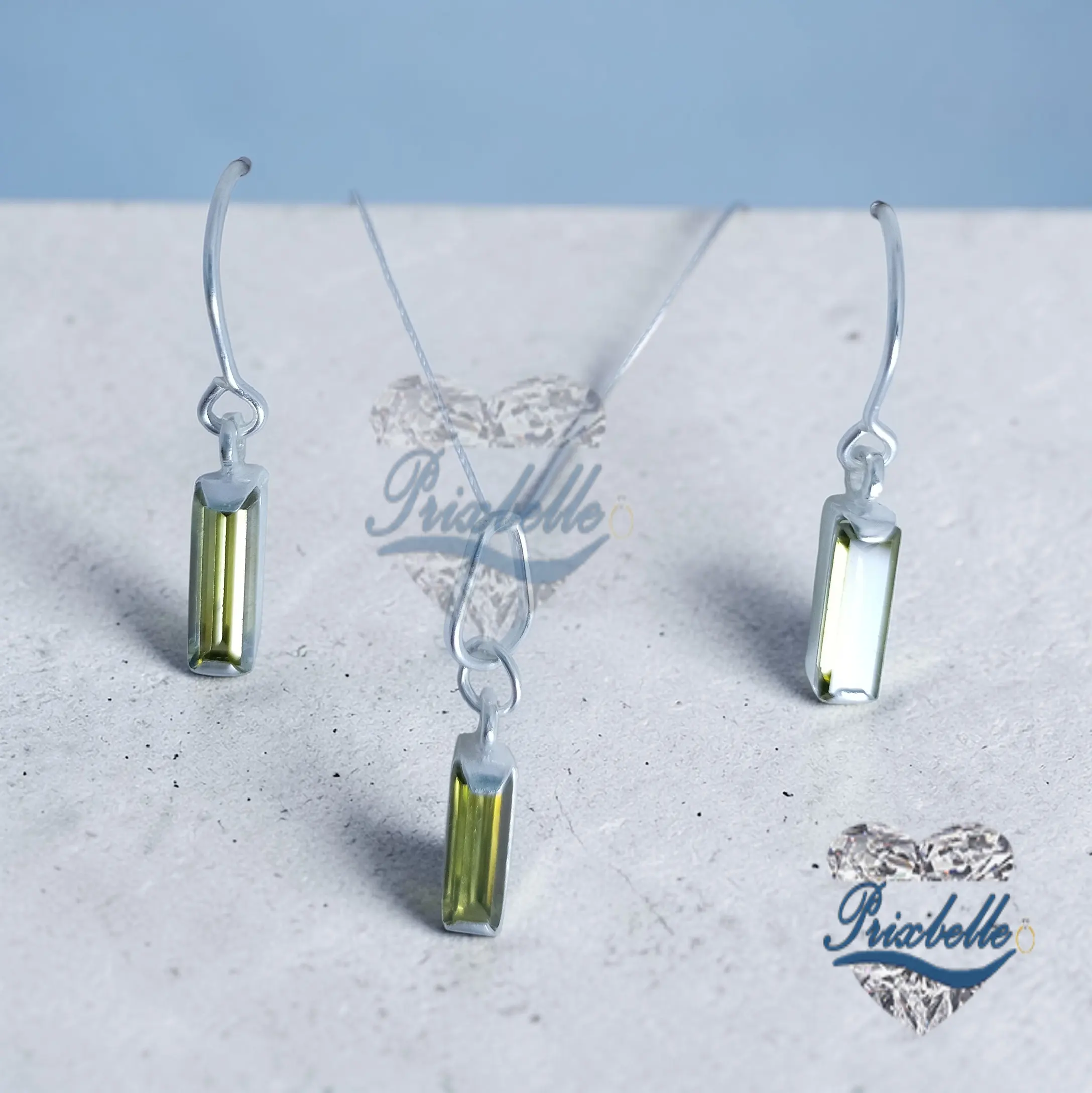 conjunto en piedra verde colgante